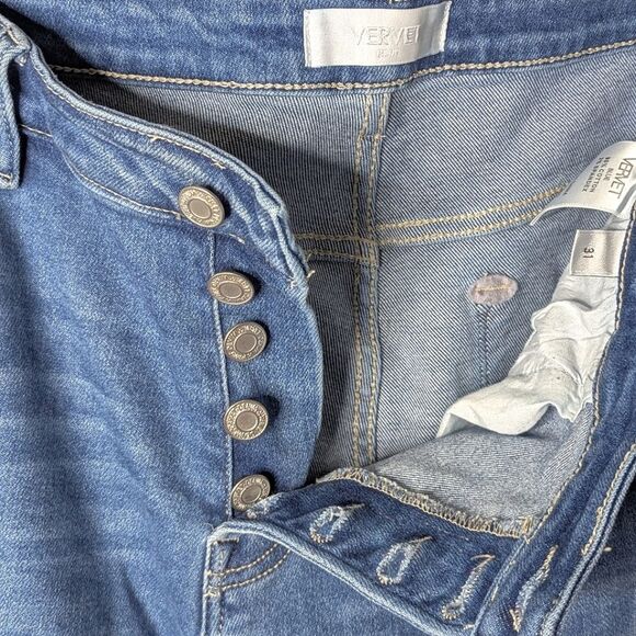 VERVET Blue Medium Wash Stretch Button Fly Ankle Crop Jeans Size 31 32 12 14 - Picture 5 of 9